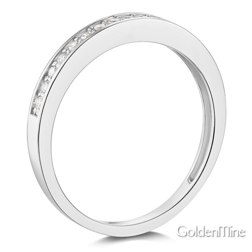 17-Stone Pave-Set Round-Cut CZ Wedding Band in 14K White Gold 0.2ctw Slide 1