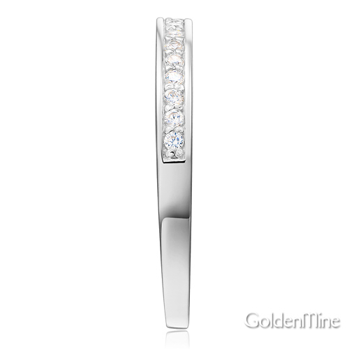 17-Stone Pave-Set Round-Cut CZ Wedding Band in 14K White Gold 0.2ctw Slide 2