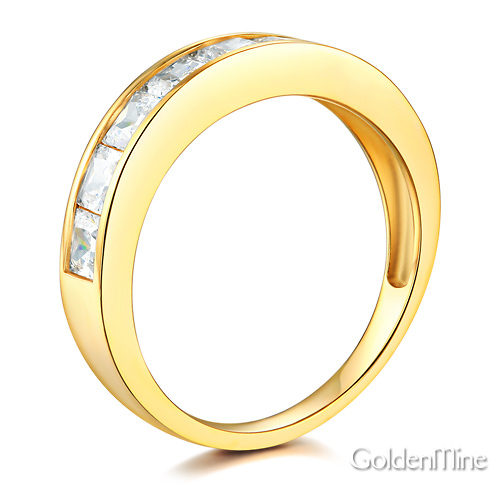 8-Stone Channel Princess CZ Wedding Band in 14K Yellow Gold 1.3ctw Slide 1