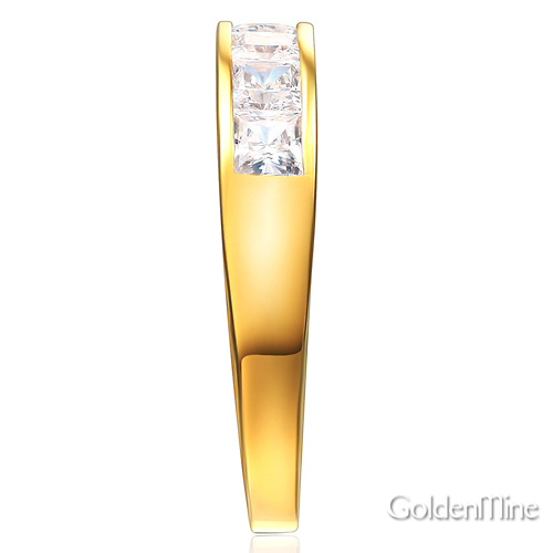 8-Stone Channel Princess CZ Wedding Band in 14K Yellow Gold 1.3ctw Slide 2