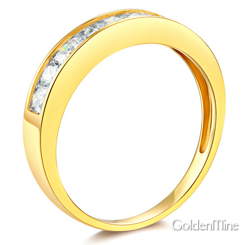 8-Stone Princess-Cut Channel-Set CZ Wedding Band in 14K Yellow Gold 0.75ctw Slide 1