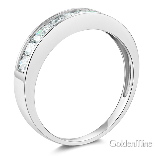 8-Stone Princess-Cut Channel-Set CZ Wedding Band in 14K White Gold 0.75ctw Slide 1