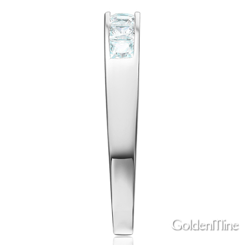 8-Stone Princess-Cut Channel-Set CZ Wedding Band in 14K White Gold 0.75ctw Slide 2