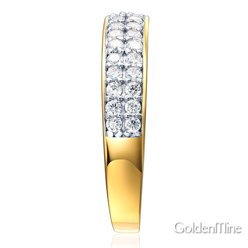 Two-Row Pave Round CZ Wedding Band in Two-Tone 14K Yellow Gold 0.45ctw Slide 2