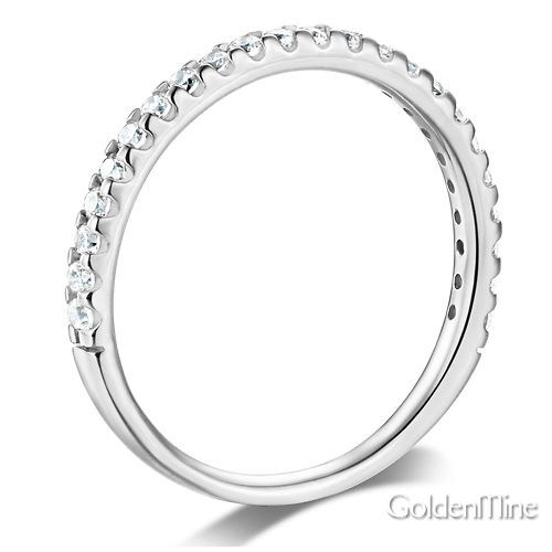 25-Stone Scallop Round-Cut CZ Wedding Band in 14K White Gold Slide 1