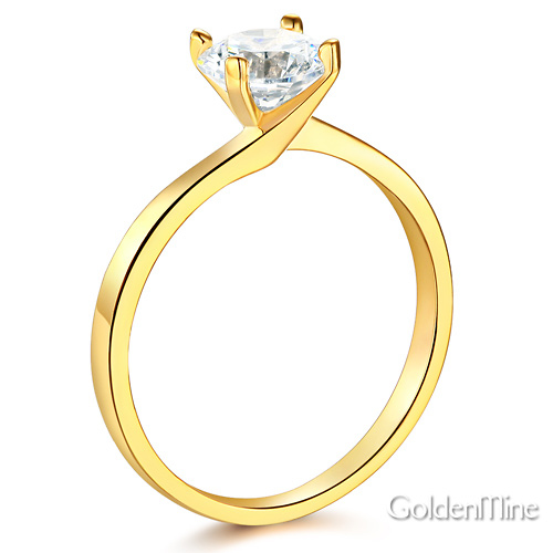 Bypass 1-CT Round-Cut CZ Engagement Ring Solitaire in 14K Yellow Gold Slide 1