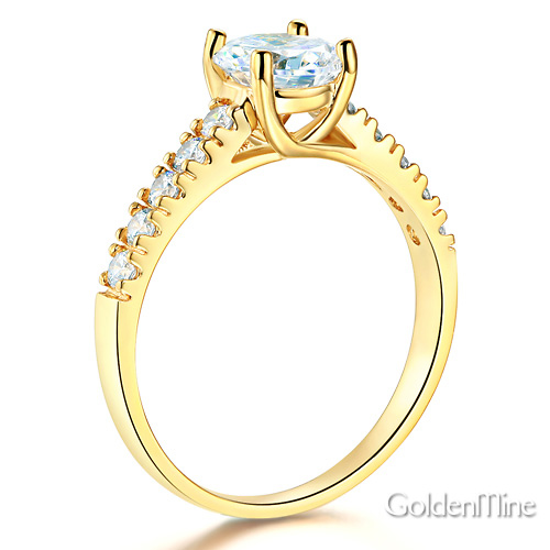 Trellis Cathedral 1-CT Round-Cut CZ Engagement Ring in 14K Yellow Gold Slide 1