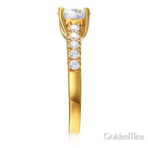 Trellis Cathedral 1-CT Round-Cut CZ Engagement Ring in 14K Yellow Gold Slide 2
