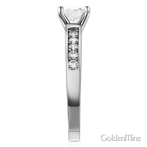 1-CT Round Cathedral CZ Engagement Ring & Pave Stones in 14K White Gold Slide 2