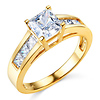 1-CT Princess-Cut & Channel Side CZ Engagement Ring in 14K Yellow Gold thumb 0