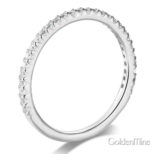 2mm Round-Cut Cubic Zirconia CZ Wedding Band in 14K White Gold Slide 1