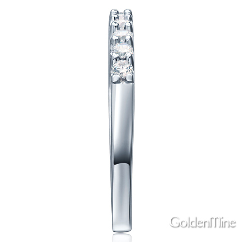 Tulip-Set Three-Stone Round-Cut CZ Wedding Ring Set in 14K White Gold Slide 6