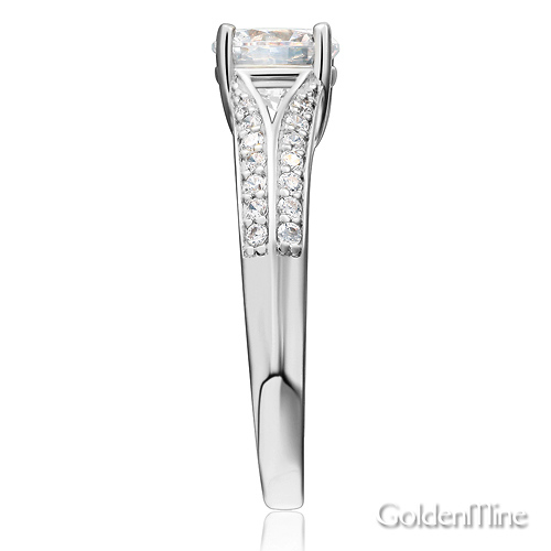 Split Shank Cathedral Knife-Edge 1-CT Round-Cut CZ Engagement Ring in 14K White Gold Slide 2