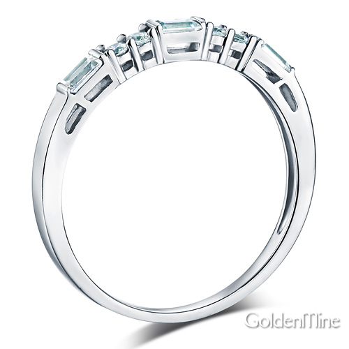 1-CT Princess & Side Baguette CZ Wedding Ring Set in 14K White Gold Slide 5