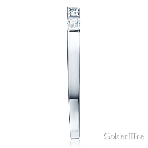 1-CT Princess & Side Baguette CZ Wedding Ring Set in 14K White Gold Slide 6