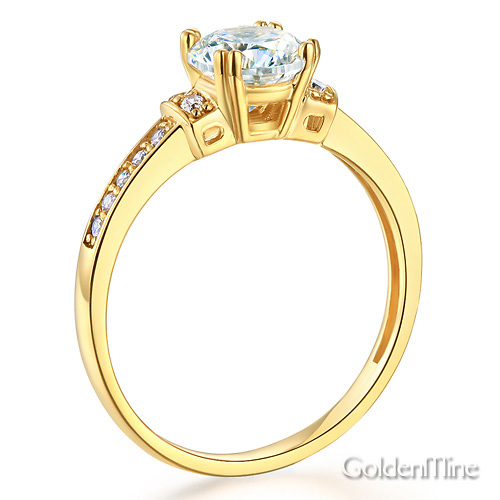 1-CT Round-Cut CZ Engagement Ring & Pave Side Stones in 14K Yellow Gold Slide 1