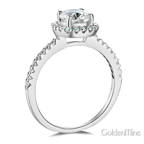 Square Halo 1.25CT Round-Cut CZ Wedding Ring Set in 14K White Gold Slide 2
