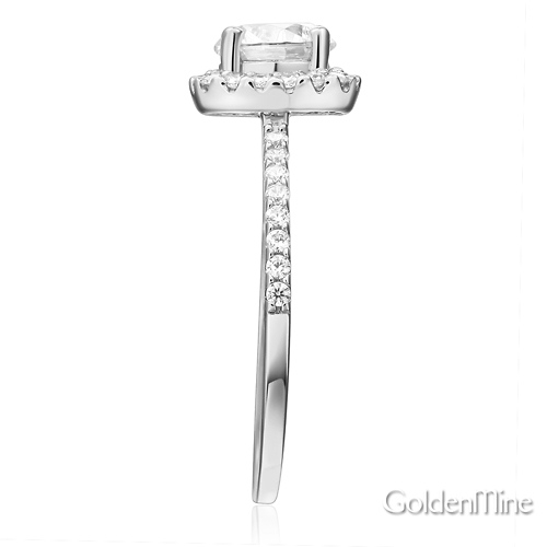 Square Halo 1.25CT Round-Cut CZ Wedding Ring Set in 14K White Gold Slide 3