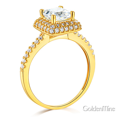 Halo 1.25 CT Princess-Cut & Round Side CZ Wedding Ring Set in 14K Yellow Gold Slide 2