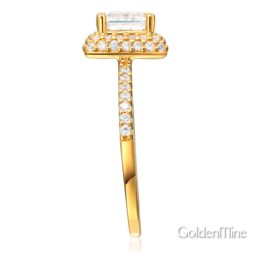Halo 1.25 CT Princess-Cut & Round Side CZ Wedding Ring Set in 14K Yellow Gold Slide 3