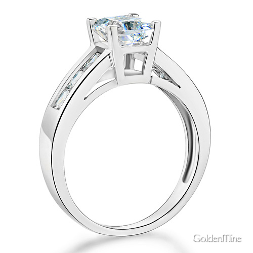 Basket-Set 1-CT Princess-Cut CZ Engagement Ring in Sterling Silver (Rhodium) Slide 1