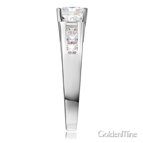 Basket-Set 1-CT Princess-Cut CZ Engagement Ring in Sterling Silver (Rhodium) Slide 2