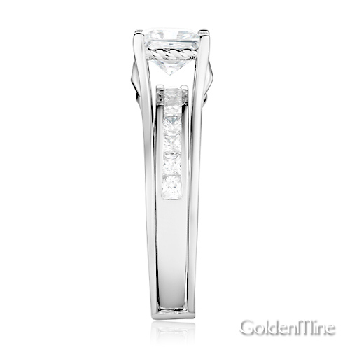 Split Shank 1-CT Princess-Cut Solitaire CZ Wedding Ring Set in Sterling Silver (Rhodium) Slide 2