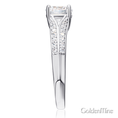 Split Shank Knife-Edge 1-CT Round CZ Engagement Ring in Sterling Silver (Rhodium) Slide 2