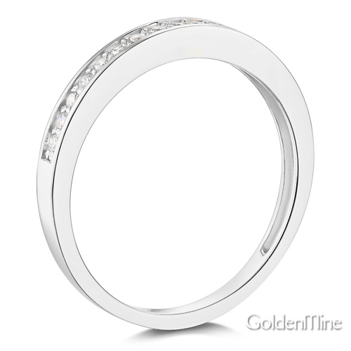 2.6mm Pave Round CZ Wedding Band in Sterling Silver (Rhodium) Slide 1
