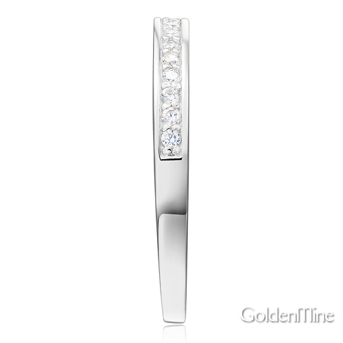 2.6mm Pave Round CZ Wedding Band in Sterling Silver (Rhodium) Slide 2