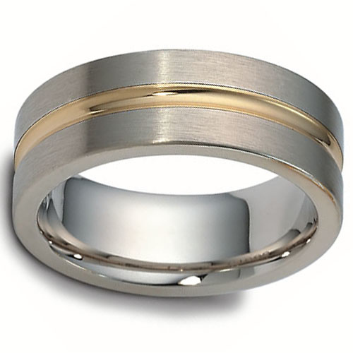 8mm Dora 14K Two-Tone Gold Wedding Band Slide 0
