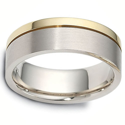 7.5mm 14K Two-Tone Dora Gold Wedding Band Slide 0