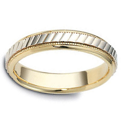 Two-Tone 5mm 14K Two Tone Gold Dora Wedding Band Slide 1