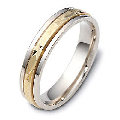 5mm 14K Two-Tone Gold Dora Wedding Band Slide 0