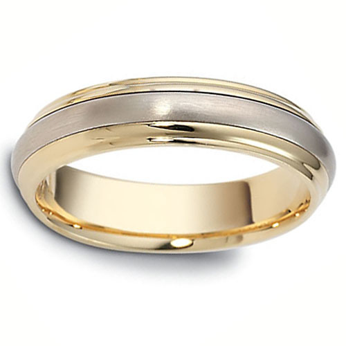 5.5mm 14K Two-Tone Dora Gold Wedding Band Slide 0