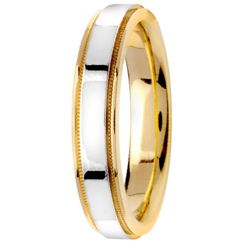 4.5mm Milgrain 14K Two-Tone Gold Band Slide 2