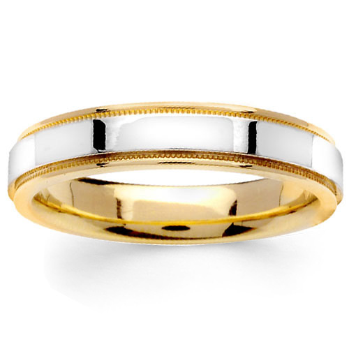 4.5mm Milgrain 14K Two-Tone Gold Band Slide 0