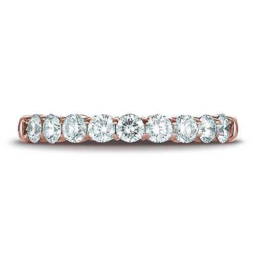 3mm 9-Stone Round Diamond Wedding Band by Benchmark in Solid 14K Rose Gold 0.72ctw Slide 1
