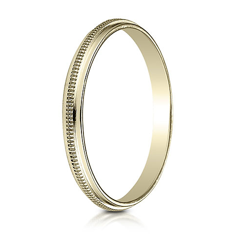 2mm Milgrain Center 14K Yellow Gold Wedding Band Ring Slide 1