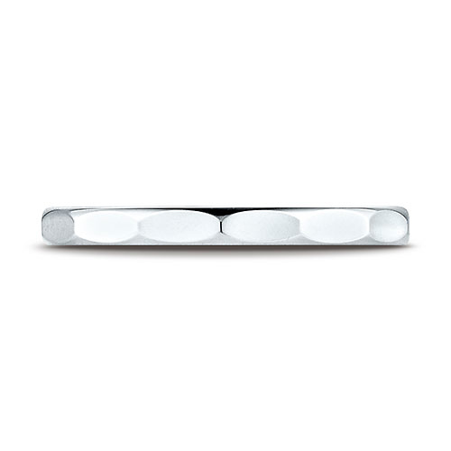 2mm Faceted Wedding Band in Solid 14K White Gold Slide 0