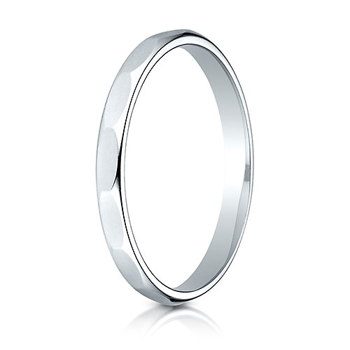 2mm Faceted Wedding Band in Solid 14K White Gold Slide 1
