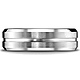 8mm Dual-Finish Ridged Beveled Designer Wedding Band in Solid 18K White Gold thumb 1