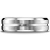 8mm Dual-Finish Ridged Beveled Designer Wedding Band in Solid 18K White Gold thumb 1